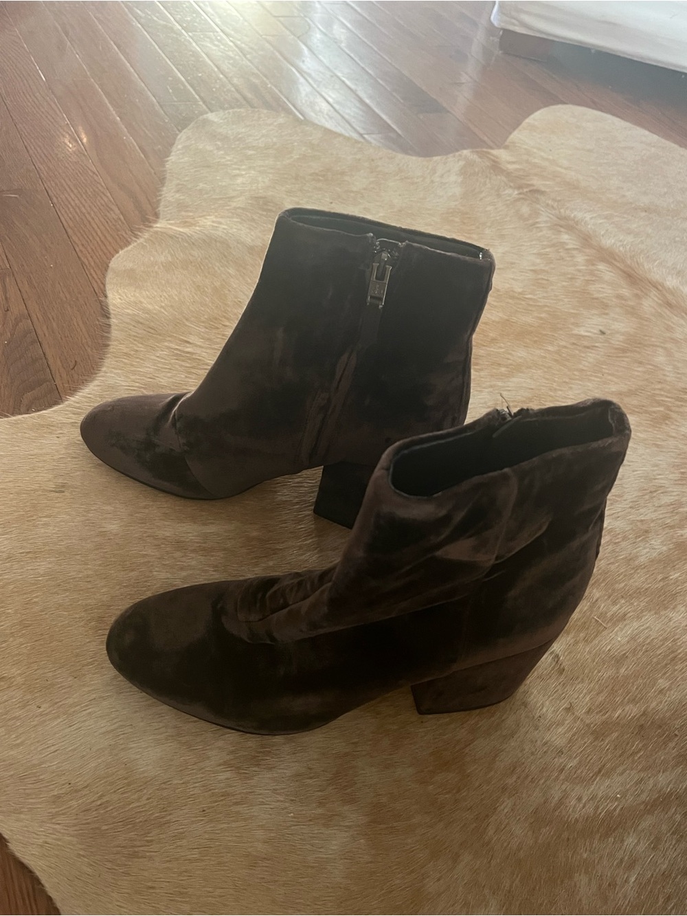 Sam Edelman Dark Brown Velvet Ankle Boots